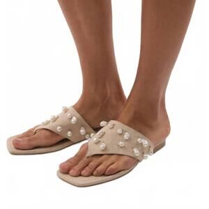 NEW AJE. women's pera flat sandal in beige